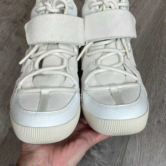 Sorel Out N About White ~ Sea Salt Suede Leather Lace Up Wedge Sneaker Bootie 7 - Picture 10 of 16